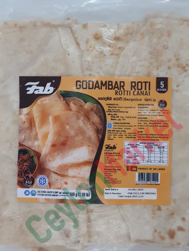 4796030181401_1 FAB GODAMBAR ROTI 5 PIECES PACK (CANAI ROTI ) 500G - Image 1